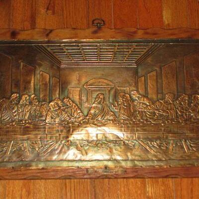 Lot 70 - Last Supper Copper Relief on Wood