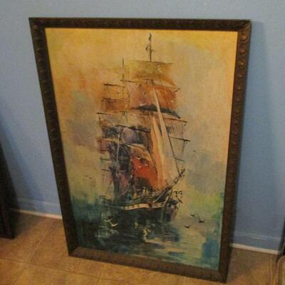 Lot 108 - Large Print of Vintage Ship LOCAL PICKUP ONLY