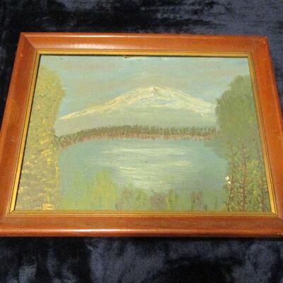 Lot 110 - Snow Capped Mountain Oil Painting