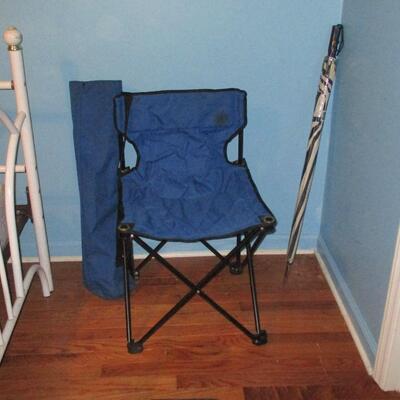 Lot 130 - Collapsible Chair and Umbrella LOCAL PICKUP ONLY