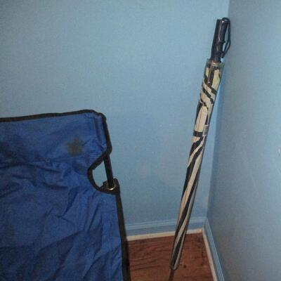 Lot 130 - Collapsible Chair and Umbrella LOCAL PICKUP ONLY