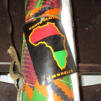 Lot 138 - African Kente Cloth Print Umbrella LOCAL PICKUP ONLY