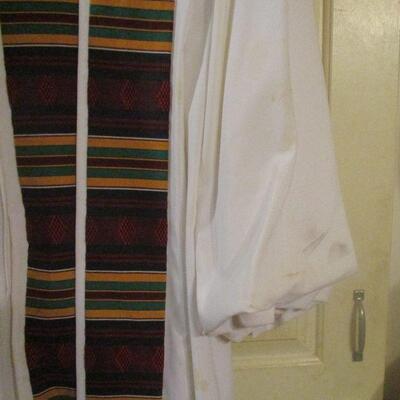 Lot 157 - White Church Robe with Kente Cloth Stole