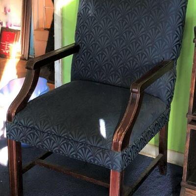 Lot 162 - Blue and Wood Side Chair LOCAL PICK UP ONLY
