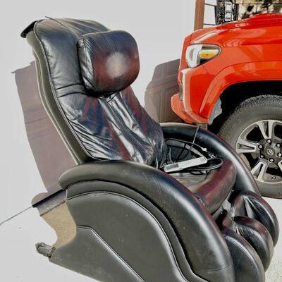LOT 212  OMEGA BLACK LEATHER HEATED MASSAGE SPA CHAIR 