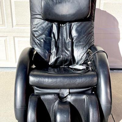 LOT 212  OMEGA BLACK LEATHER HEATED MASSAGE SPA CHAIR 