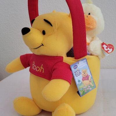 Lot 199: NEW Winnie the Pooh Easter Egg Plush Basket + NEW Ty Beanie Duck