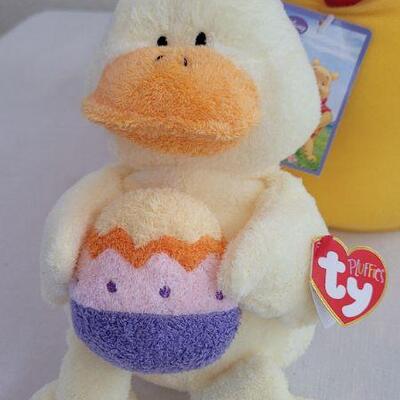 Lot 199: NEW Winnie the Pooh Easter Egg Plush Basket + NEW Ty Beanie Duck