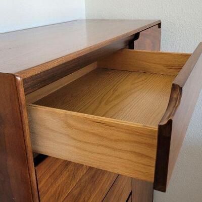 Lot 200: Vintage LANE Mid Century Modern Walnut Dresser w/ Storage 