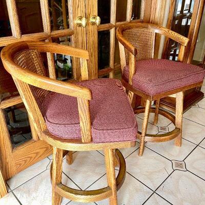 LOT 213  PAIR OF VINTAGE LOW BAR STOOLS