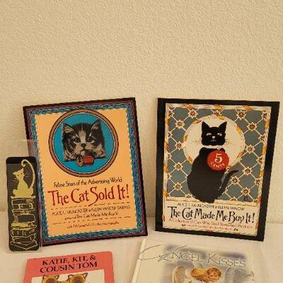 Lot 205: Assorted Hardback Books + Bookmark CAT THEME