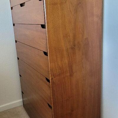 Lot 211: Vintage LANE Mid Century Modern Tall Walnut Dresser