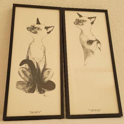 Lot 215: Pair of Siamese Cat Fine Art Framed Prints
