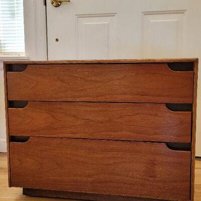 Lot 220: Vintage LANE Mid Century Modern Walnut Bedside Table 