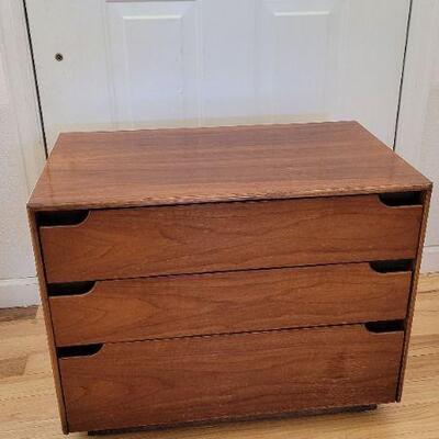 Lot 220: Vintage LANE Mid Century Modern Walnut Bedside Table 