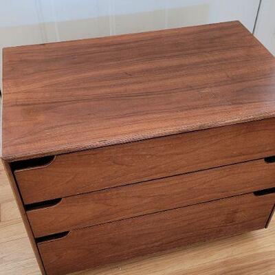 Lot 220: Vintage LANE Mid Century Modern Walnut Bedside Table 