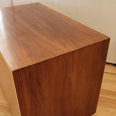 Lot 220: Vintage LANE Mid Century Modern Walnut Bedside Table 