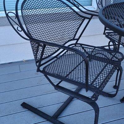 Lot 221: Outdoor Patio Set w/ (4) Rocking Chairs