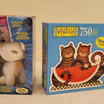 Lot 227: (2) New Cat themed Collectibles - Puzzle + Plush