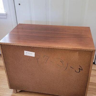 Lot 230: Vintage LANE Mid Century Modern Walnut Bedside Table Dresser