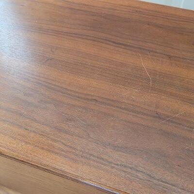 Lot 230: Vintage LANE Mid Century Modern Walnut Bedside Table Dresser