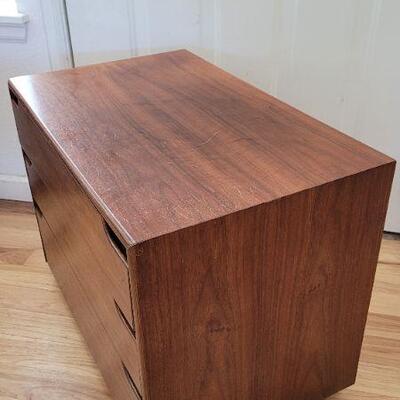 Lot 230: Vintage LANE Mid Century Modern Walnut Bedside Table Dresser