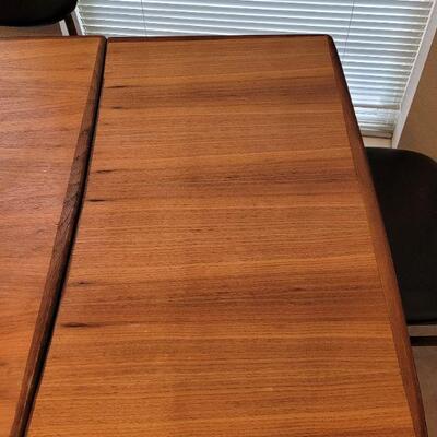 Lot 238: Vintage Mid Century Modern MADE IN DENMARK Dining Table + (4) Made in Yugoslavia Dining Chairs