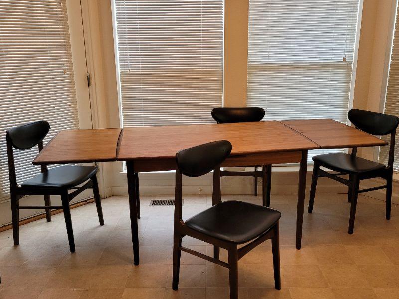 Lot 238 Vintage Mid Century Modern MADE IN DENMARK Dining Table + (4
