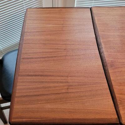 Lot 238: Vintage Mid Century Modern MADE IN DENMARK Dining Table + (4) Made in Yugoslavia Dining Chairs