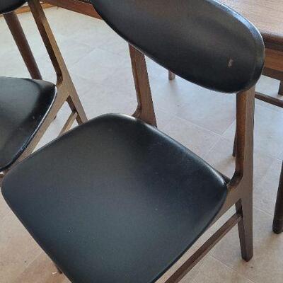 Lot 238: Vintage Mid Century Modern MADE IN DENMARK Dining Table + (4) Made in Yugoslavia Dining Chairs