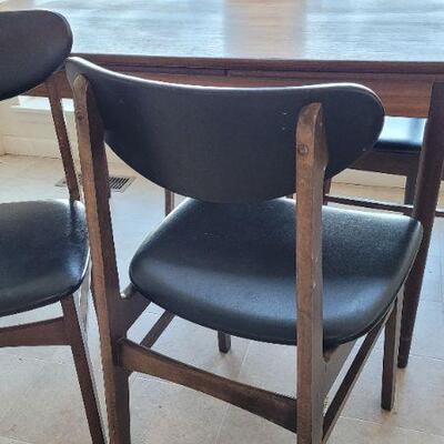 Lot 238: Vintage Mid Century Modern MADE IN DENMARK Dining Table + (4) Made in Yugoslavia Dining Chairs