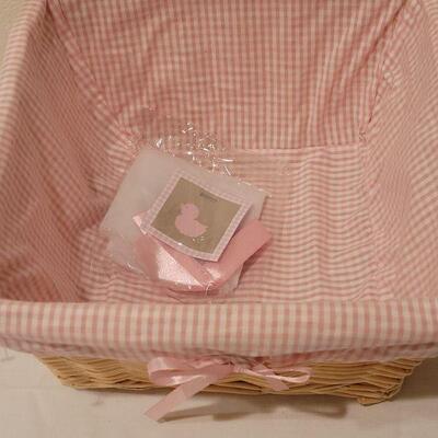 255:  New Baby Girl Basket , Praying Lamb, Pull Toy, Neck wings