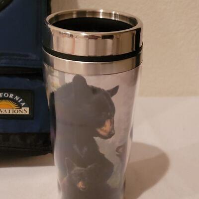 Lot 256: New Fold Up Cooler and New Travel Bear Mug