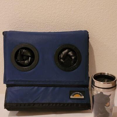 Lot 256: New Fold Up Cooler and New Travel Bear Mug