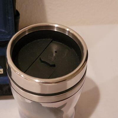 Lot 256: New Fold Up Cooler and New Travel Bear Mug