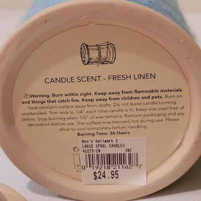 Lot 260: (2) New Large Spool Candles (Fresh Linen)