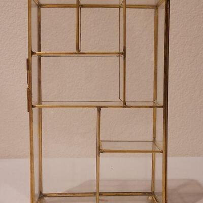 Lot 272: Vintage Brass and Glass Small Curio Cabinet