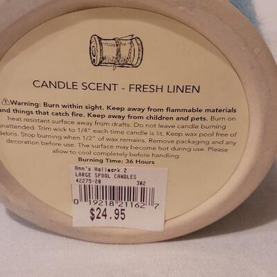Lot 274: (2) New Large Spool Candles (Fresh Linen)