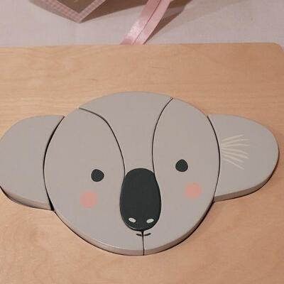 Lot 275: NEW Baby Girl Basket, Koala Plushie, Puzzle and Book
