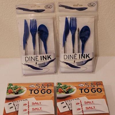 Lot 283: NEW Ink Pen With Utensil Lids and Salt and Pepper Shakers