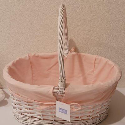 Lot 289: New Baby Girl Hooded Zebra Blanket, Wish Bear and Basket