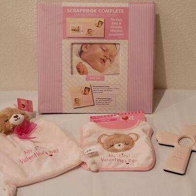 Lot 294: New Baby Girl MY 1st Valentine's Day, Cross & Scrapbook lot