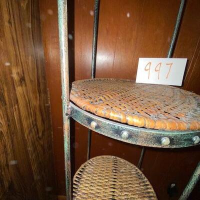 Lot 997 - Metal and Rattan Shelf
