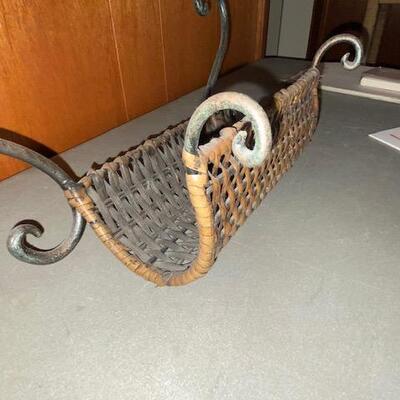 Lot 1000 - Metal and Rattan shelf