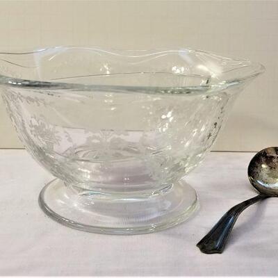 Lot #10  Vintage Elegant Glassware Divided Dish - sterling spoon