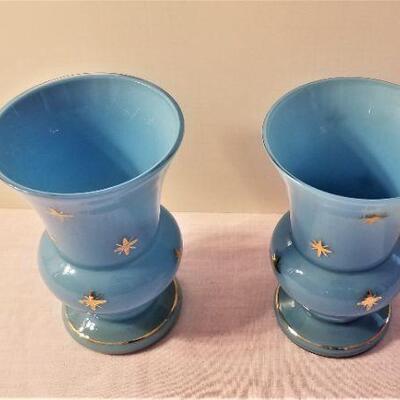 Lot #21  Pair of Antique CZECH vases - robin's egg blue