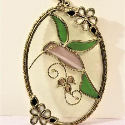 Lot #43  Stained Glass Suncatcher - Hummingbird