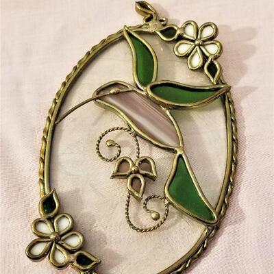 Lot #43  Stained Glass Suncatcher - Hummingbird