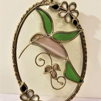 Lot #43  Stained Glass Suncatcher - Hummingbird