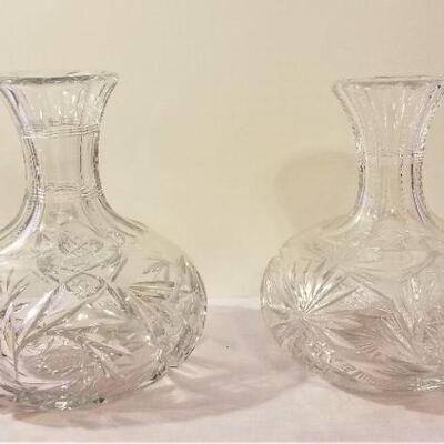 Lot #49  Two Cut Glass Water Decanters - antique